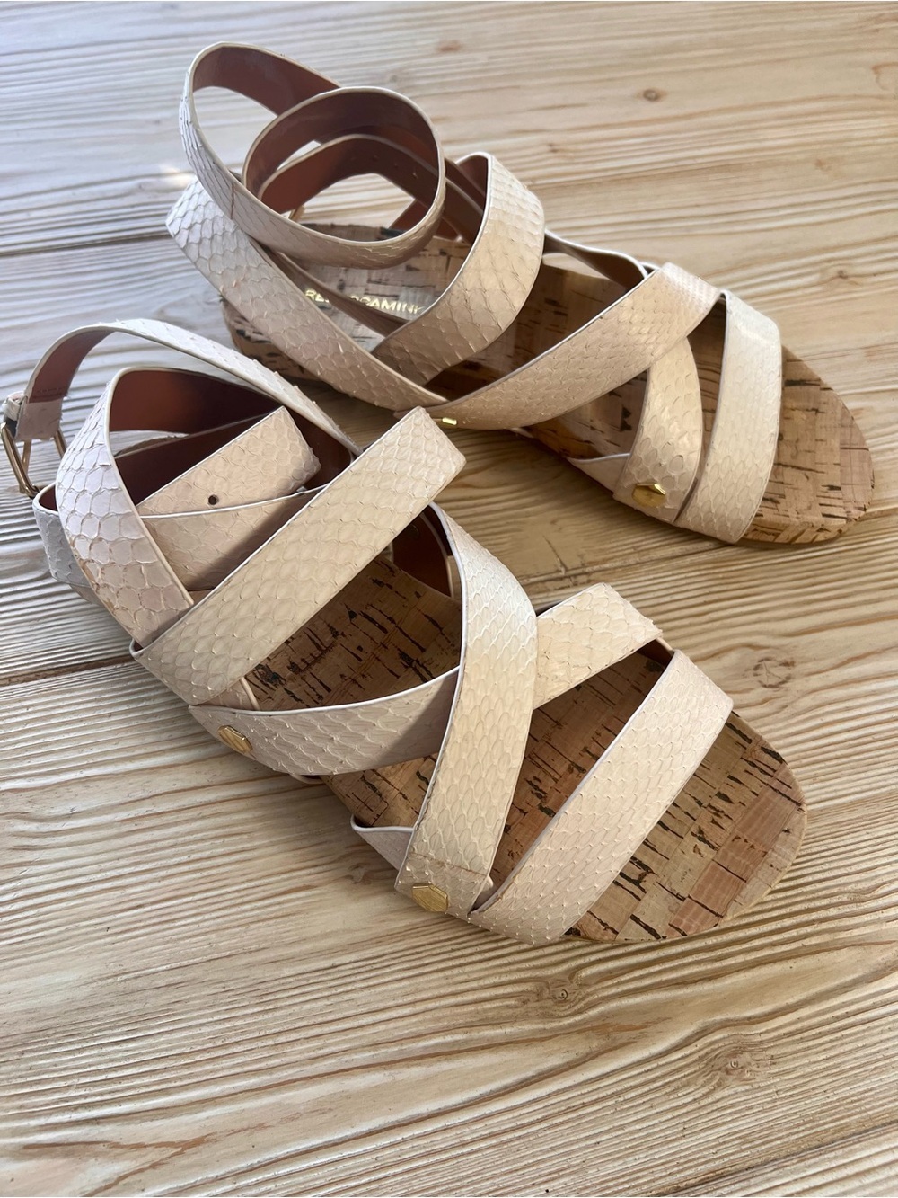 Rebecca Minkoff Tristan Sandals Cork Cream Strappy